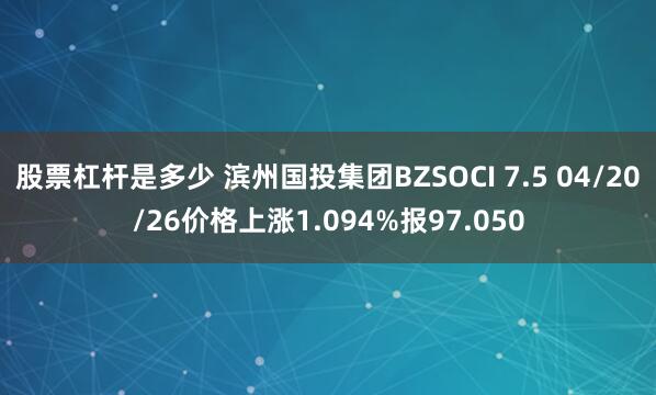 股票杠杆是多少 滨州国投集团BZSOCI 7.5 04/20/26价格上涨1.094%报97.050