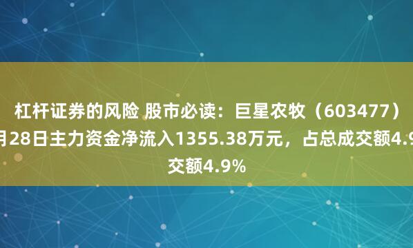 杠杆证券的风险 股市必读：巨星农牧（603477）7月28日主力资金净流入1355.38万元，占总成交额4.9%